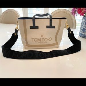 TOM FORD Printed Canvas and Leather T Tote Bag